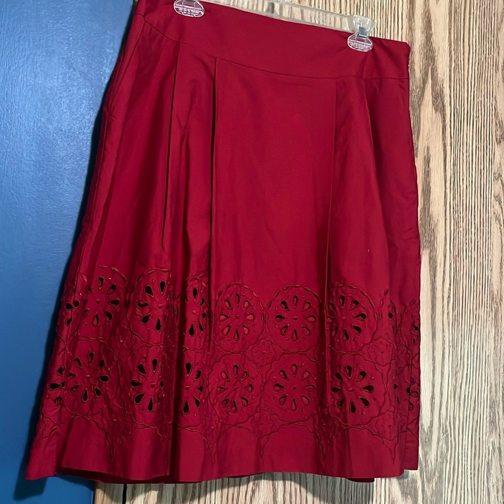 Ann Taylor LOFT brick red skirt WITH POCKETS 100% cotton size 10 NEW